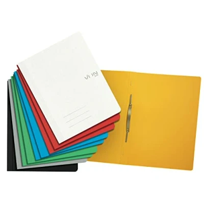 Abbildung von VON Leitz 10er Pack Schnellhefter A4, 100 % Recycling Karton mit Metallklemme, Für 250 Blatt, Ordner weichem Einband, Schule, Studium &amp; Zuhause, Mehrfarbig, 30162099