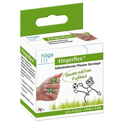 Abbildung von Fingerflex grün Fußball Sonderedition 2.5cm x 4.5m gedehnt selbsthaftende Pflaster Bandage elastisch &amp; reißfest wasserbeständig latexfrei, 23 g, 1 Stück (1er Pack)