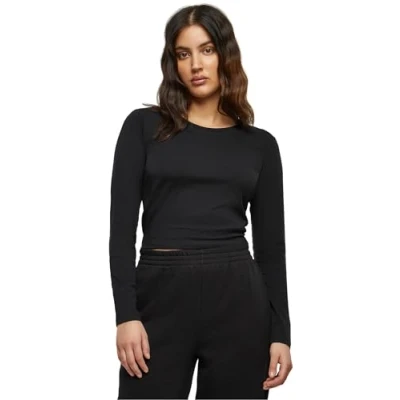 Abbildung von Build Your Brand Damen BY261 Ladies Short Longsleeve T Shirt, Black, 5XL