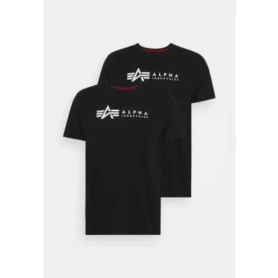 Abbildung von Alpha Industries Label 2 PACK Tshirt print, Herren, Größe: Small, Black
