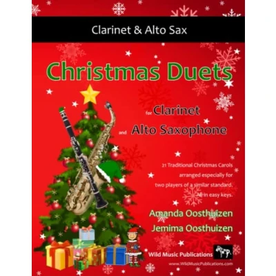 Abbildung von Christmas Duets for clarinet and alto Saxophone: 21 Traditional Carols arranged equal saxophone players of ... the parts are below break.