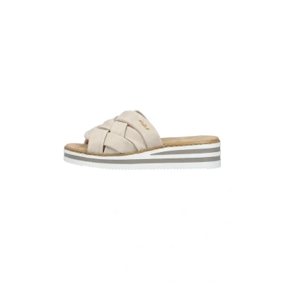 Abbildung von Rieker Damen Pantoletten V0208, Frauen Slipper,Sommerschuhe,sommerclogs,Schlupfschuhe,schluepfschuhe,Slides,Slip ons,Mules,beige (60),40 EU / 6.5 UK