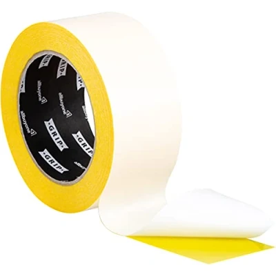 Abbildung von GRIP Eventbasics Doppelseitiges Klebeband ablösbar GT 702, 50 mm x 25 m, Doppelklebeband gelb, 2 verschiedene Seiten klebt extra stark/schwach, rückstandsfrei entfernbar