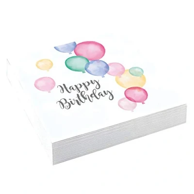 Abbildung von Amscan 9903711 Servietten Happy Birthday, 20 Stück, 33 x cm, Pastel, Geburtstag