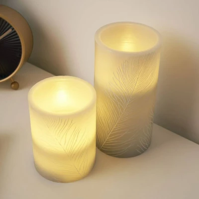 Abbildung von Pauleen LED Dekolicht »LED Kerze Cosy Feather, 2er Set«, Wachskerze mit Timer Grau