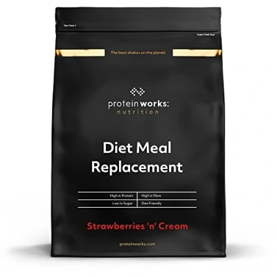 Abbildung von Protein Works Diet Meal Replacement, Vollständige Mahlzeit, Diät Abnehmshake, Immunitätsfördernd, 14 Mahlzeiten, Erdbeer Sahne, 1kg