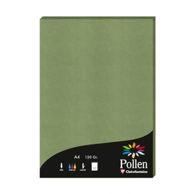 Abbildung von Clairefontaine 4271C Packung mit 50 Blatt Briefpapier Pollen DIN A4 21x29,7 cm, 120g/m2, ideal für Ihre Einladungen und Korrespondenz, Salbei, 1 Pack