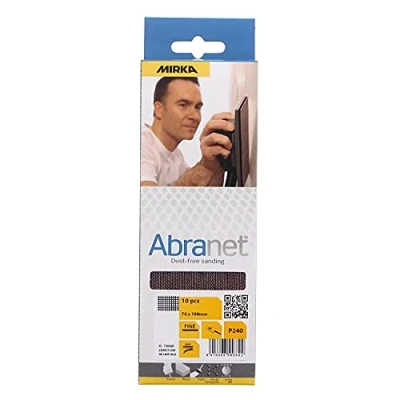 Abbildung von Mirka Abranet Netz Schleifstreifen 70x198 mm Klett / Korn P240 10 Stk zum Schleifen von Holz, Spachtel, Lack, Kunststoff AE150F1025