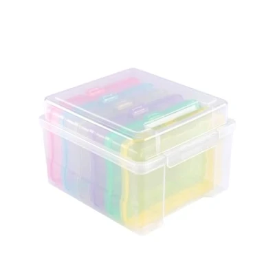 Abbildung von Vaessen Creative Aufbewahrungsbox Transparent Mit Deckel von 21 x 18,5 14 cm 6 Döschen 17 12 3 Für Basteln, Diamond Painting, Scrapbooking und Schmuckherstellung
