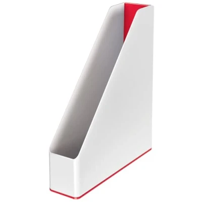 Abbildung von Leitz WOW Stehsammler A4, Zur Aufbewahrung von Dokumenten und Zeitschriften, Ideal für Büro, Home Office &amp; Schule, Zweifarbiges Design, Duo Colour, Weiß / Rot, 53621026