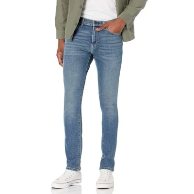 Abbildung von Amazon Essentials Herren Stretchjeans, Skinny Passform, Mittelblau Vintage, 36W / 34L
