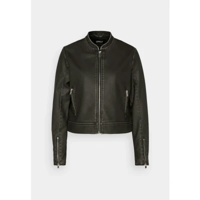 Abbildung von ONLY Onlmindy Washed Kunstlederjacke, Damen, Größe: Small, Black
