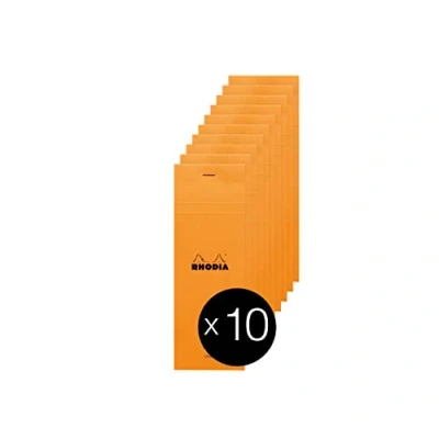 Abbildung von Rhodia 8600C Packung mit 10 Notizblöcken Einkaufsblock No.8 7,4x21cm 80 Blätter liniert 80g, Orange, 1 Pack
