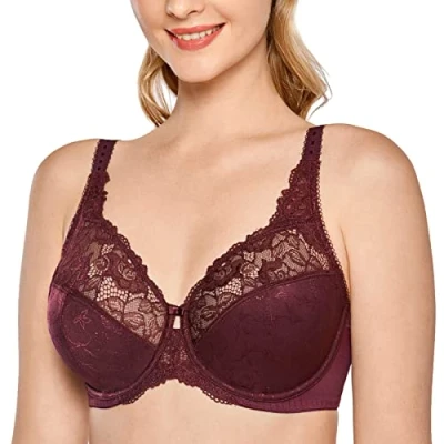 Abbildung von DELIMIRA Damen Minimizer BH ohne Einlagen mit Spitze Bügel Große Größen Zinnober 75J