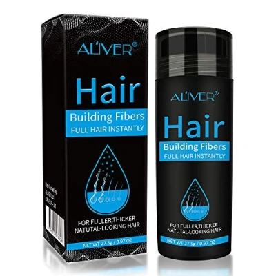 Abbildung von Premium Streuhaar, Schütthaar zur Haarverdichtung &amp; vollem, Haargebäudefasern Haarausfall Concealer Professionelle Hair Fibers, Faser Haar Puder Spray Für Frauen Und Männer(Mittelbraun)