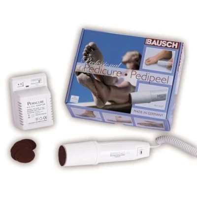 Abbildung von Bausch 0321 Hornhautschleifer PEDIPEEL inkl 6 Schleifscheiben, schonende, schmerzfreie Hornhautentfernung an Fersen, Ballen, Ellenbogen etc., Fußpflege für Diabetiker und empfindliche Haut geeignet