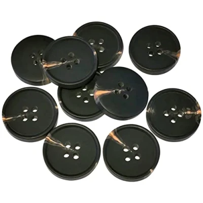 Abbildung von AERZETIX C57113 Set mit 10 runde Knöpfe zum annähen Ø20x4 mm 4 löchern 32L L32 Öffnung 2 Farbe schwarz aus kunststoff mäntel kurzwaren nähen kleidung mode strickwaren dekoration
