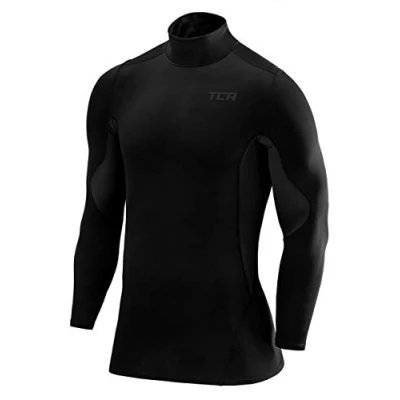 Abbildung von TCA Herren SuperThermal Baselayer Langarmshirt, Kompressionshirt mit Stehkragen Schwarz/Schwarz, L