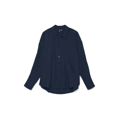 Abbildung von VERO MODA Damen Vmmelaney Queeny Ls Shirt WVN Noos, Navy Blazer, Large