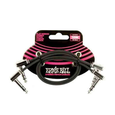 Abbildung von Ernie Ball Flaches Stereo Patchkabel 30,48 cm 2er Pack Schwarz