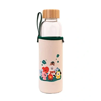 Abbildung von Grupo Erik Trinkflasche 500 ml Glas GYM FlascheBT21 Glasflasche Sportflasche Kinder Wasserflasche BTS Fanartikel Offizieller Merch