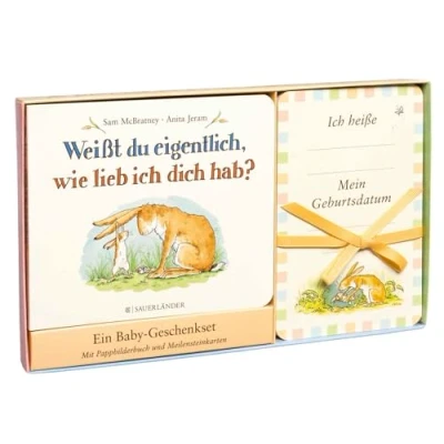 Abbildung von Weißt du eigentlich, wie lieb ich dich hab? Ein Baby Geschenkset: Mit Pappbilderbuch und Meilensteinkarten Geschenkidee für Babyparty, Geburt Taufe