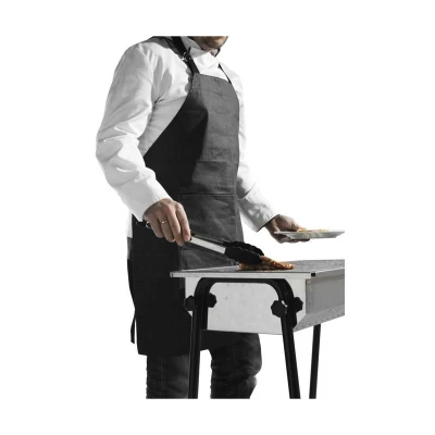 Abbildung von HENDI Grillschürze 81 x 66 cm Canvas 280 g/m² flammenhemmend beschichtet, Kochschürze schwarz