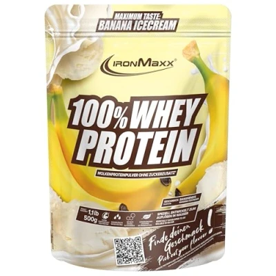Abbildung von 100% Whey Protein Pulver 500g Banana Ice Cream Leckerer High Shake mit 35g Proteine, Power Drink BCAAs und EAAs, Ideal fürs Workout