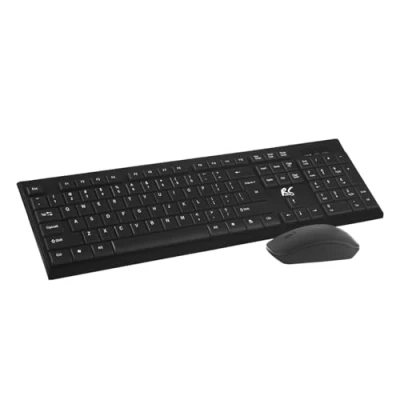 Abbildung von NanoRS Kabellose QWERTY Tastatur + Maus Set Betriebsfrequenz: 2,4 GHz, Reichweite: bis zu 10m Mausauflösung: 1200 DPI Nano USB Empfänger Flaches Design, Batteriebetrieben, Schwarz