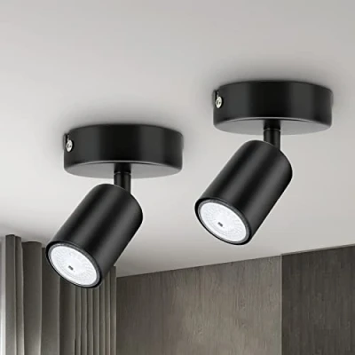 Abbildung von Dehobo 2er LED Deckenstrahler Schwenkbar 350 1 Flammig Schwarz GU10 Wandstrahler mit Strahler Deckenspot Spotlight Lampe für Wohnzimmer Küche Nein Leuchtmittel