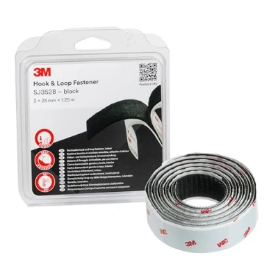 Abbildung von 3M Haken und Schlaufenband SJ352Bbk, wiederlösbares Befestigungssystem eine einfache Alternative zu Reißverschlüssen, Schrauben, Druckknöpfen, 2 x 25mm 1.25m, Schwarz (1 er Pack)