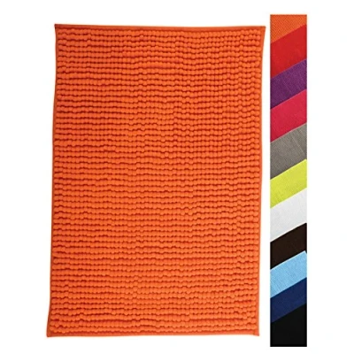 Abbildung von MSV Badteppich Badvorleger Duschvorleger Chenille Hochflor Badematte 40x60 cm Orange