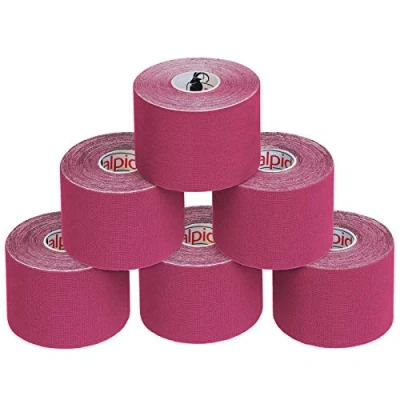Abbildung von ALPIDEX Kinesiologie Tape 1/3/ 6/12 Rollen Viele Farben 5 m x cm Anwendungsbroschüre Elastisch Wasserfest Hautfreundlich Physio Muskel Set, Farbe:pink, Menge:6