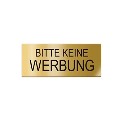 Abbildung von OFFORM DESIGN Briefkastenschild Bitte Keine Werbung 60x25 mm Aluminium Gold eloxiert Messingoptik Nr.29035 M
