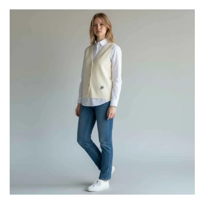 Abbildung von Tommy Hilfiger Premium KNIT SLIM Vneck Sweater VEST Weste, Damen, Größe: Medium, Calico