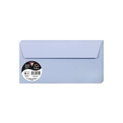 Abbildung von Clairefontaine 5465C Packung mit 20 Umschläge Pollen, Format DL, 110 x 220mm, 120g, ideal für Einladungen und Korrespondenz, Blau, 1 Pack