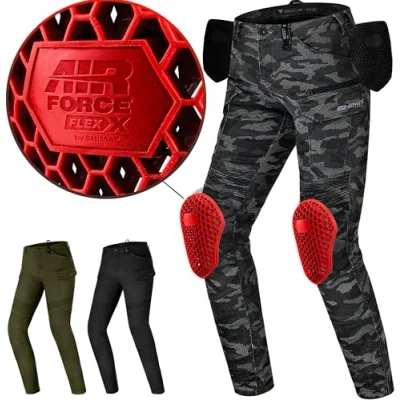 Abbildung von SHIMA Giro 3.0 Motorrad Hose Damen mit Protektoren AirForce Knieprotektoren Motorradhose Kurzgrößen Hosen für Mann Protektorenhose Textilhose Urban Stretch Cargohose Lang (Frauen, Camo, 28/30)