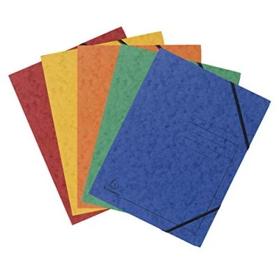 Abbildung von Exacompta Art. Nr. 555419E Karton mit 25 Gummizugmappen ohne bedruckte Klappe Glanzkarton 355 g/m² Maße 24 x 32 cm für Dokumente im A4 Format Farbe Gelb