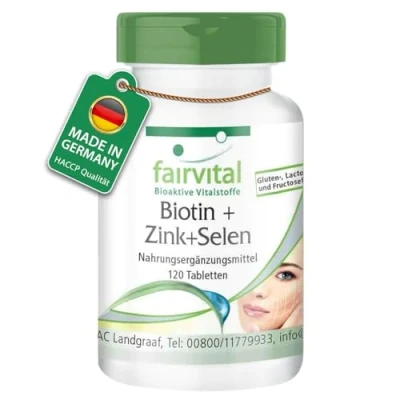 Abbildung von Fairvital Biotin + Zink Selen 120 Tabletten Für 4 Monate Hochdosierte Beauty Haare, Haut &amp; Fingernägel