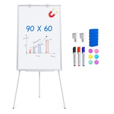 Abbildung von maxtek ​Flipchart Ständer Whiteboard, 90X60cm Magnetisches Tragbares Trocken Abwischbar White Board, Höhenverstellbar, Haken Verschieben Flipchart Papier, Dreibein Whiteboards mit