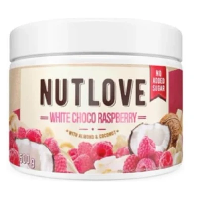 Abbildung von ALLNUTRITION Nutlove White Choco Raspberry Schokoaufstrich Brotaufstrich ohne Zucker Zuckerfreier Weißer Crunch mit Himbeere Kalorienarm Zuckerfreie Süssigkeiten Aufstrich 500g