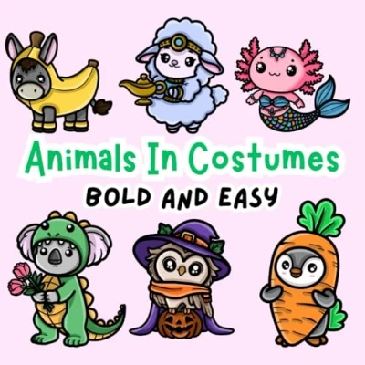 Abbildung von Animals In Costumes: Bold and Easy Coloring Book For Adults or Kids (Bold Books)