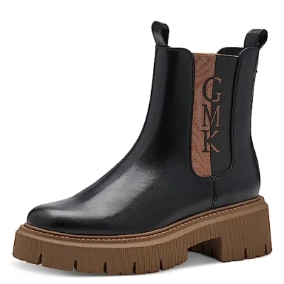 Abbildung von MARCO TOZZI by Guido Maria Kretschmer Damen Chelsea Boots mit Plateau zum Schlupfen, Schwarz (Black/Nature), 37 EU
