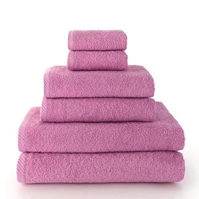 Abbildung von Top Towel Combo Große Badetücher Badezimmerhandtücher 2 Gesichts oder Bidethandtücher + Hand Waschbeckenhandtücher Duschtücher 100 % Baumwolle Malve