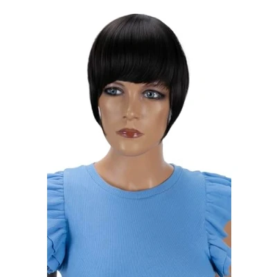 Abbildung von CAISHA Pony Clip In Extensions Stirnfransen Haarteil Haarverlängerung Dunkelbraun HF3 2