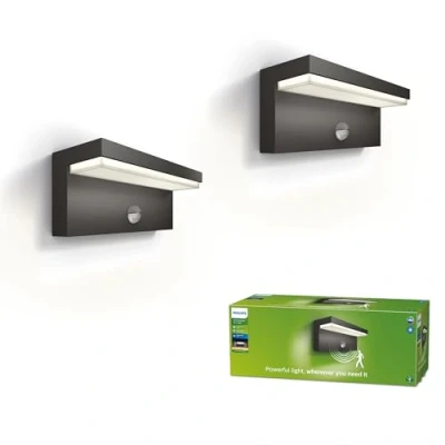 Abbildung von Philips LED Außenwandleuchte Bustan 2er Pack Sensor 2.700K