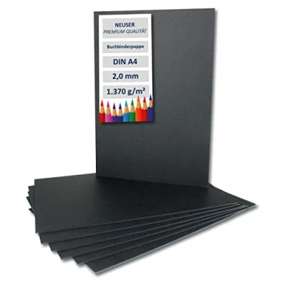 Abbildung von NEUSER PAPIER 10x Buchbinderpappe DIN A4 in Schwarz, Stärke: 2,0 mm, Grammatur: 1.340 g/m²
