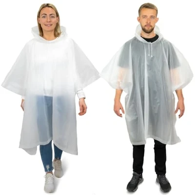 Abbildung von REDSTAR 2er Pack Regenponcho wasserdicht Regenmäntel Damen und Herren Wiederverwendbares Regencape für Erwachsene Friesennerz, Fahrrad Regenbekleidung, Festival Gadget, Wandern Zubehör