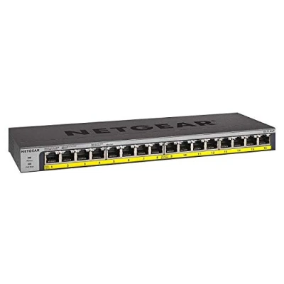 Abbildung von NETGEAR GS116LP PoE Switch 16 Port Gigabit Ethernet LAN mit 16x PoE+ 76W (Plug and Play Netzwerk Ports, lüfterlos, 19 Zoll Rack Montage, ProSAFE Lifetime Garantie), Schwarz