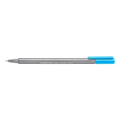 Abbildung von STAEDTLER 334 301 Triplus Fineliner (Dreikant, Superfeine, Metallgefasste Spitze, Linienbreite ca. 0,3 mm, 10 Stück) neon blau